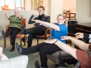 Chair exercising at Casa di Lusso Care Home Bridgwater