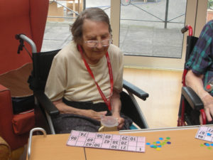 Resident playing bingo
