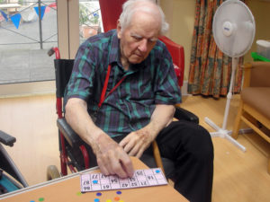 Resident playing bingo