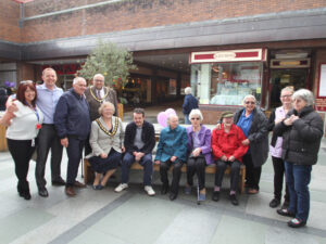 Cedar Lodge residents and staff pictured with Mayor of Taunton Deane Cllr Hazel Prior-Sankey and her consort Adrian Prior-Sankey