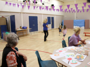 Emma and the children having a race