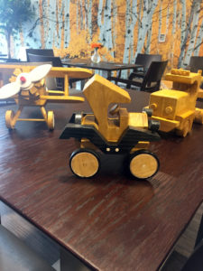 John's handmade wooden plane, car and lorry