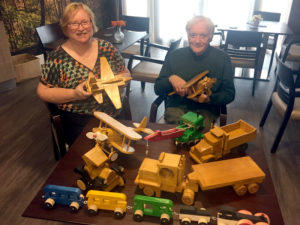 Kim Leech, Casa di Lusso Home Manager, with John Holman and his handmade toys