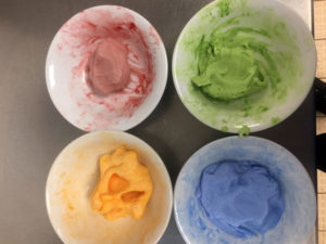 Campania's finished coloured icing