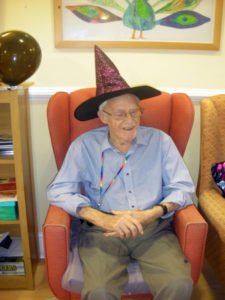 Resident wearing a Witch's hat