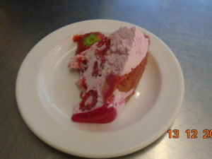 A slice of homemade charlotte mousse
