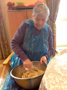 Resident mixing the welsh cake dough
