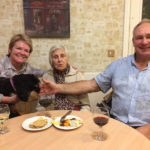 residents and loved ones enjoying the cheese and wine evening