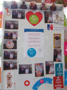 La Fontana's display board showcasing the Nurses Day celebration photos and Thank you message to the Nurses.