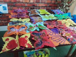 Finished butterfly pictures made by Butterflies Nursery and residents at Casa di Lusso Dementia Nursing Home