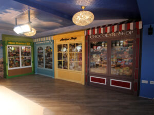 Memory Lane shop fronts at La Fontana Nursing Home, Martock