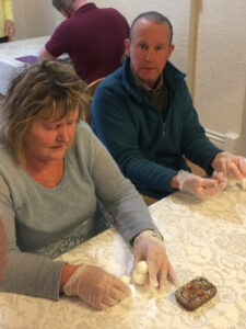 Residents at Vane Hill ARBD Care home creating figurines out of icing